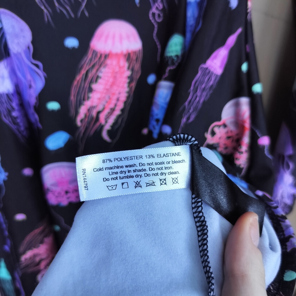BlackMilk Long Sleeved Fit and Flare High Neck Jellyfish Mini Dress - Picture 6 of 7
